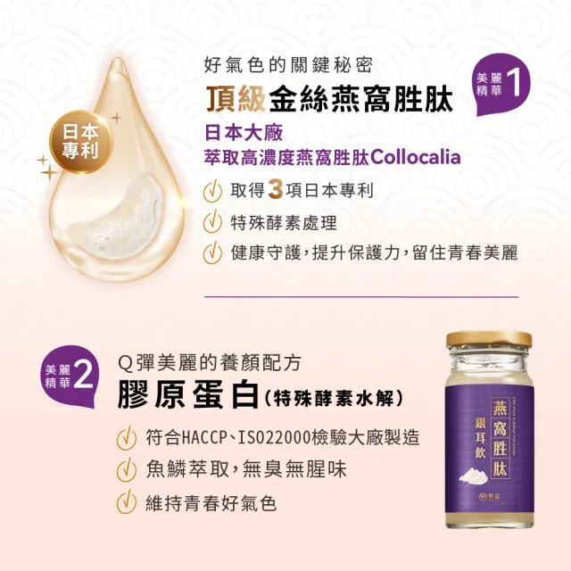 【芳茲】常溫燕窩胜銀耳飲禮盒款*3盒共18瓶_官方直營(首創獨家保養精華)