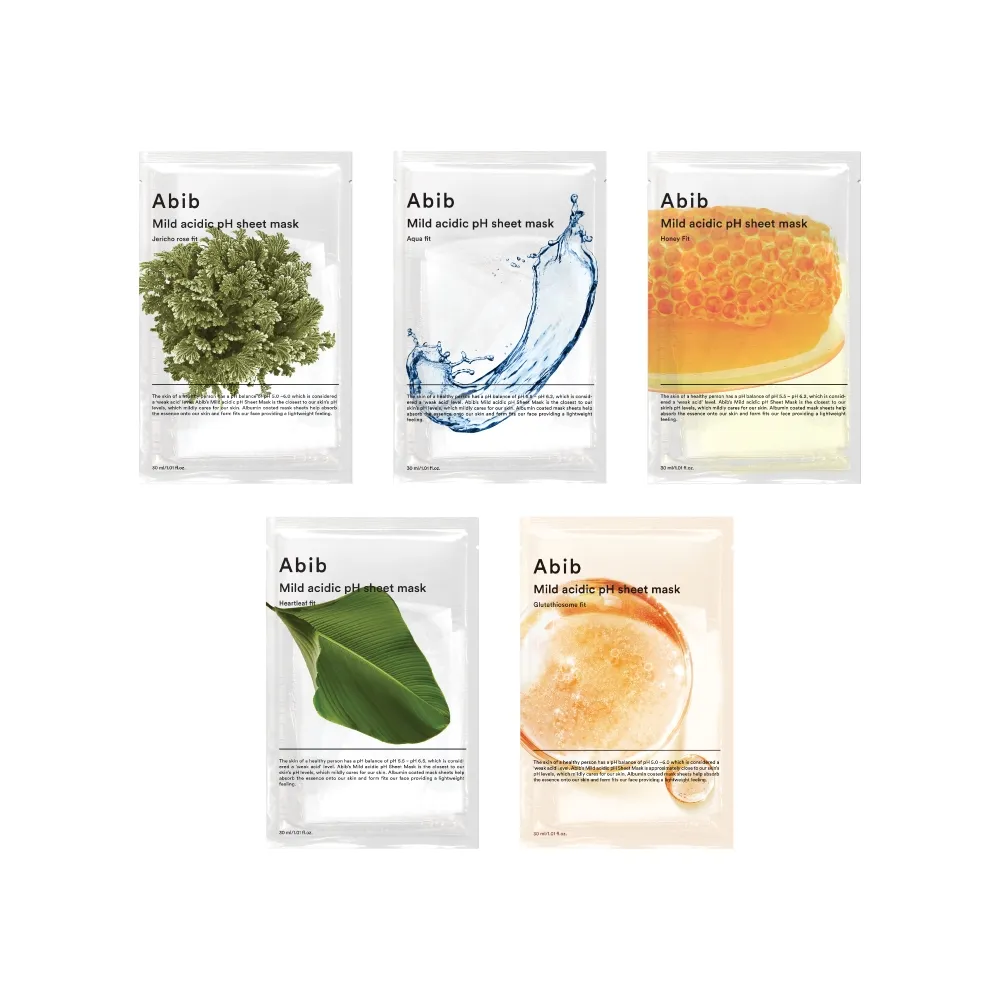 【Abib 阿彼芙】pH弱酸性面膜系列 10片/盒(復活草、水庫、蜂蜜、魚腥草、穀胱甘肽)