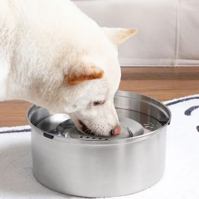 不鏽鋼寵物懸浮飲水碗3L(中大型犬 貓狗 喝水碗 寵物浮力碗 漂浮碗 防嗆水)