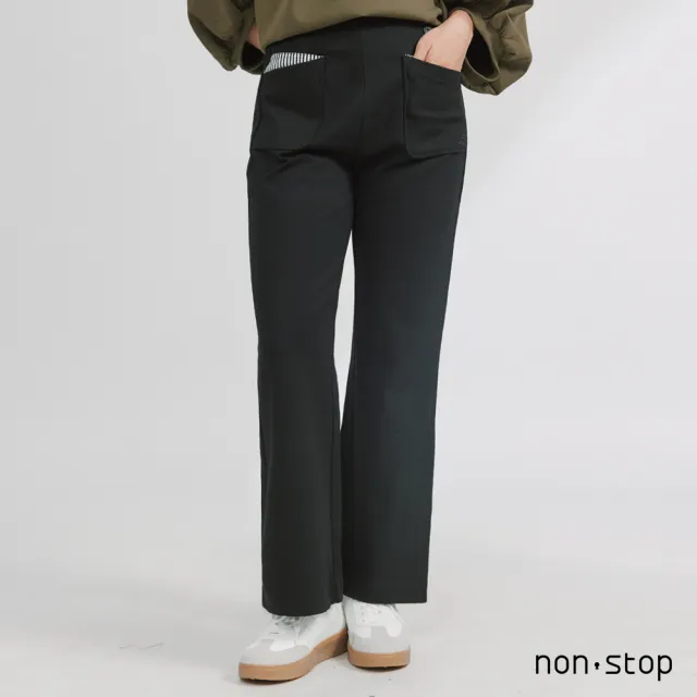 【non-stop】條紋拼接口袋彈力直筒長褲-1色