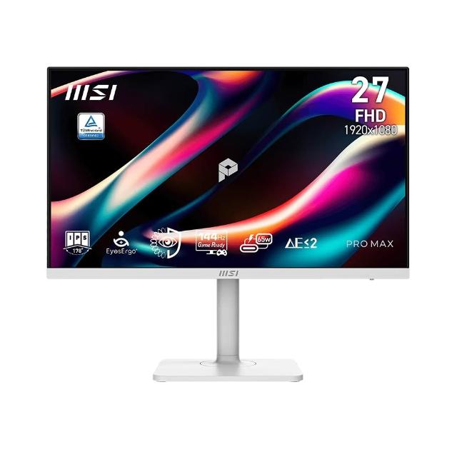 【MSI 微星】PRO MAX 271PHW E14 27型 IPS 16:9 144Hz 護眼商用螢幕 (DP/HDMI/Type-C/內建喇叭)