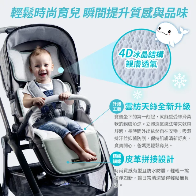 【BEBE Amico】小白鯨極地隨行智能風扇嬰兒涼感墊(推車涼墊 汽座涼墊 推車坐墊 汽座坐墊)