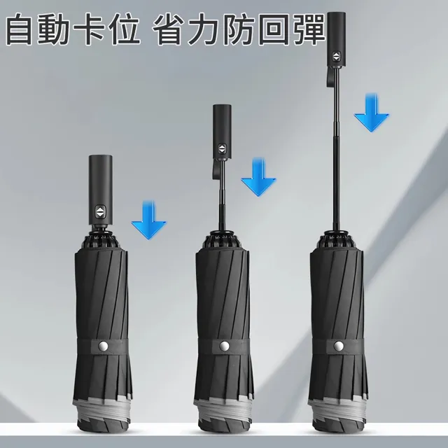 【RainCity】27吋超大反向傘 省力防回彈 抗暴風超防水傘布 安全反光條 車用自動折疊雨傘摺疊傘