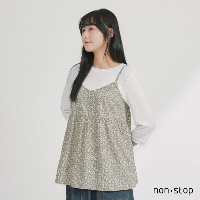 【non-stop】碎花兩件式七分袖T恤-2色