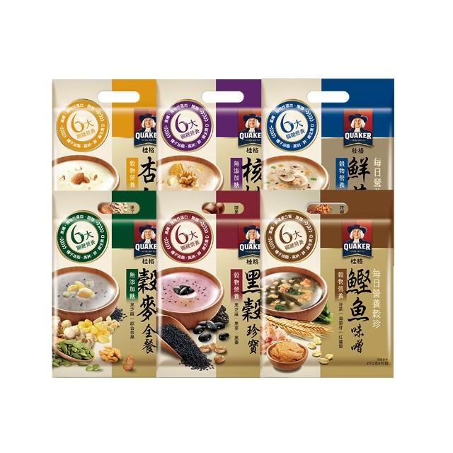 【QUAKER 桂格】每日營養穀珍麥片任選(黑穀珍寶/核桃堅果-無糖/穀麥全餐-無糖/杏仁蓮子/鮮蔬野菇/鰹魚味噌)