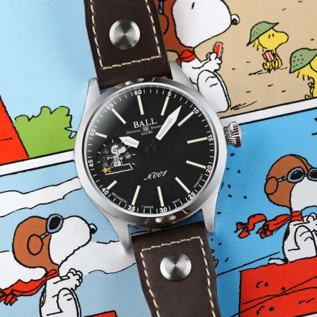 【BALL 波爾】Engineer Master II 史努比聯名飛行王牌 限量 手動上鍊機械錶-46mm(NM2638C-L2J-BK)