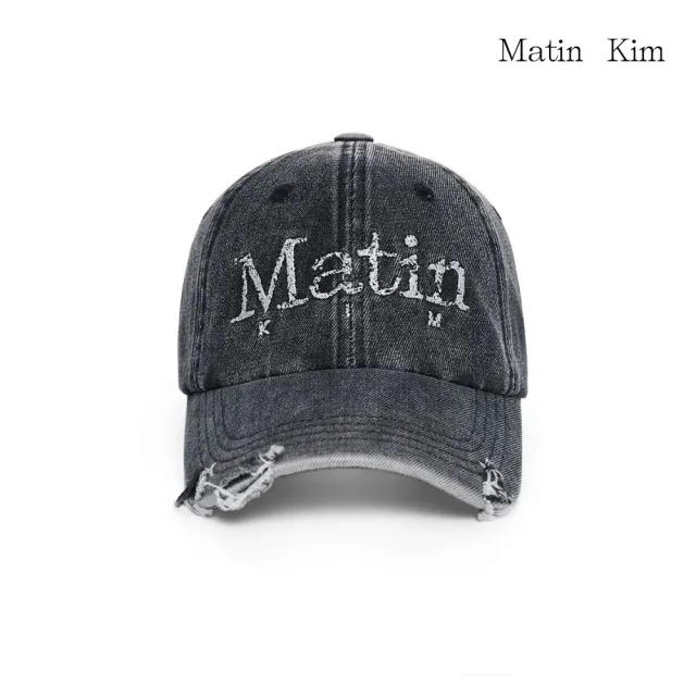 【MATIN KIM】官方旗艦 復古刷舊丹寧棒球帽(黑色)