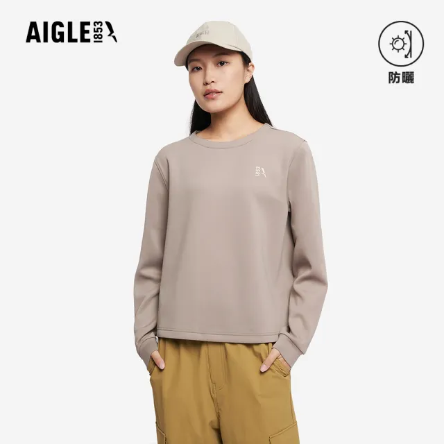 【AIGLE】女 抗UV涼感長袖T恤|AG-5A251A146 煙霧灰(女裝 抗UV 防曬 涼感衣 女 T恤 長袖T恤)