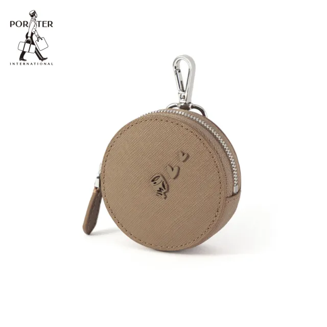 【PORTER INTERNATIONAL】真皮圓形MINI POUCH零錢包(棕褐)