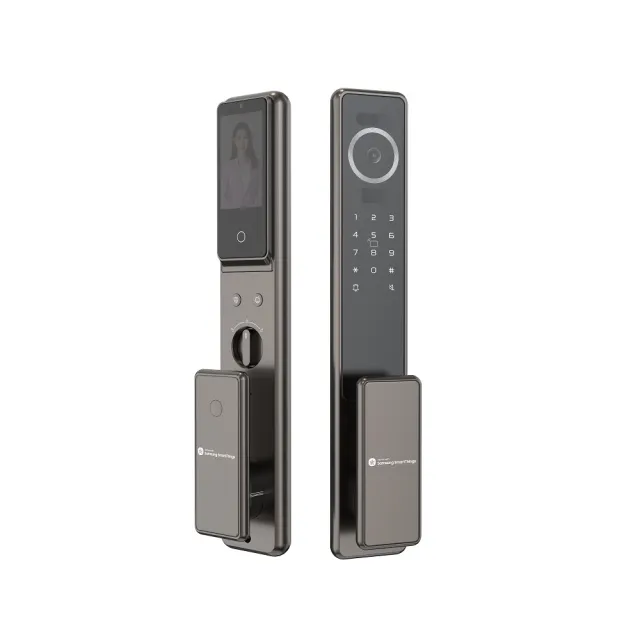 【Samsung 三星】SR60/R60 MAX 六合一電子鎖 人臉/指紋/卡片/密碼鑰匙/遠端 (沙漠金)(附基本安裝)