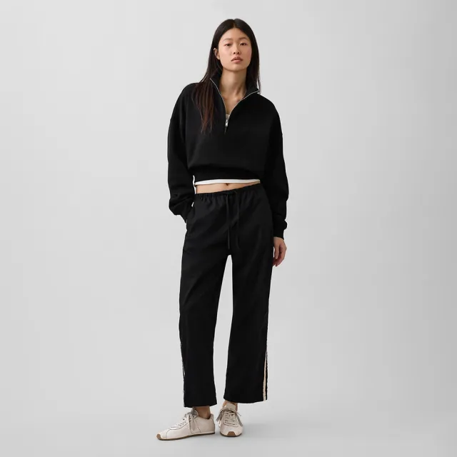 【GAP】女裝 有機棉條紋寬鬆長褲-多色任選(897338)