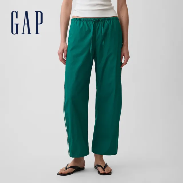【GAP】女裝 有機棉條紋寬鬆長褲-多色任選(897338)