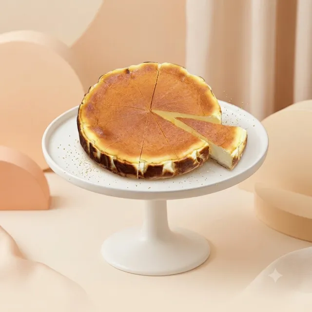 【開元食品】8吋巴斯克蛋糕x3｜贈法芙娜61％巧克力棒｜蛋奶素｜冷凍｜12切｜890g/盒