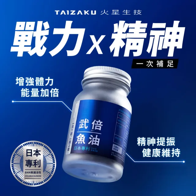 【TAIZAKU 火星生技】武倍魚油 3入組 60粒/盒(戰力提升x思緒清澈 瑪卡 精胺酸 鋅 BNN蕉護活性 男性保健)