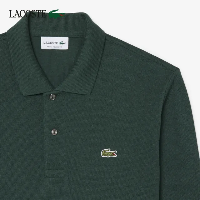 【LACOSTE】男款-經典款長袖 L.12.12 Polo衫(墨綠色)