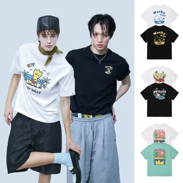【Wacky WiLLY】度假風圖案短袖上衣 多款任選