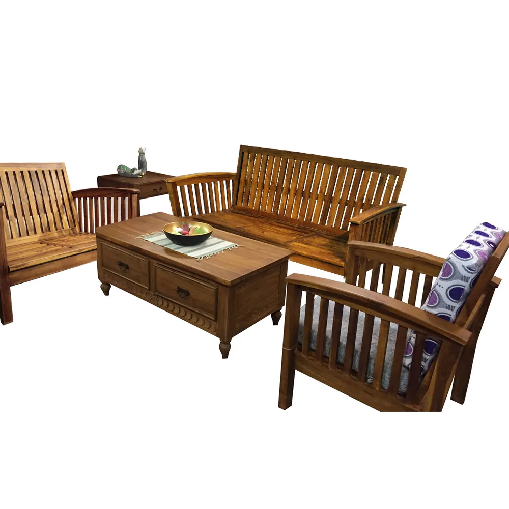 【吉迪市柚木家具】柚木復古沙發客廳組 ETLI002ABC 1+2+3(不含墊 大小茶几為搭配示意圖 沙發 客廳 木沙發)