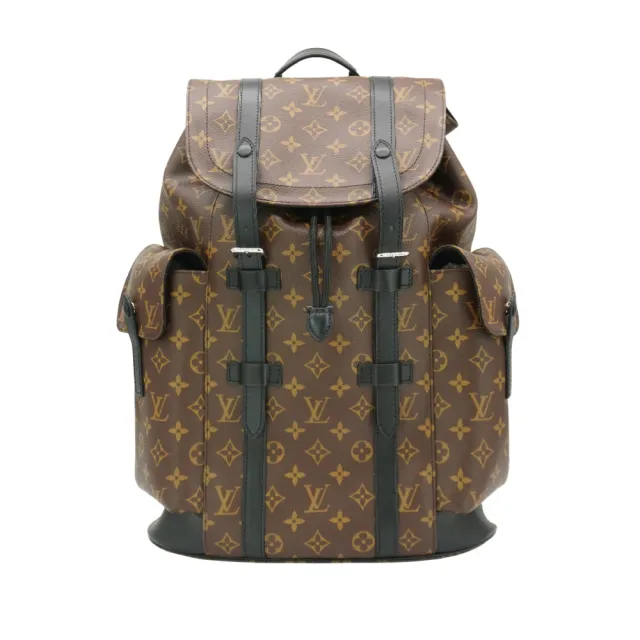【Louis Vuitton 路易威登】Christopher MM 帆布翻蓋穿釦式後背包(M43735-咖)
