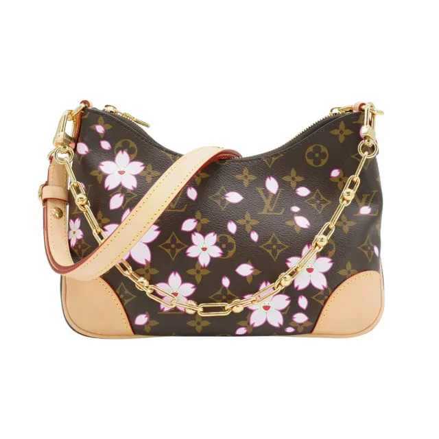 【Louis Vuitton 路易威登】展示品 Boulogne PM 櫻花圖案帆布手提/斜背包(M13265-咖)