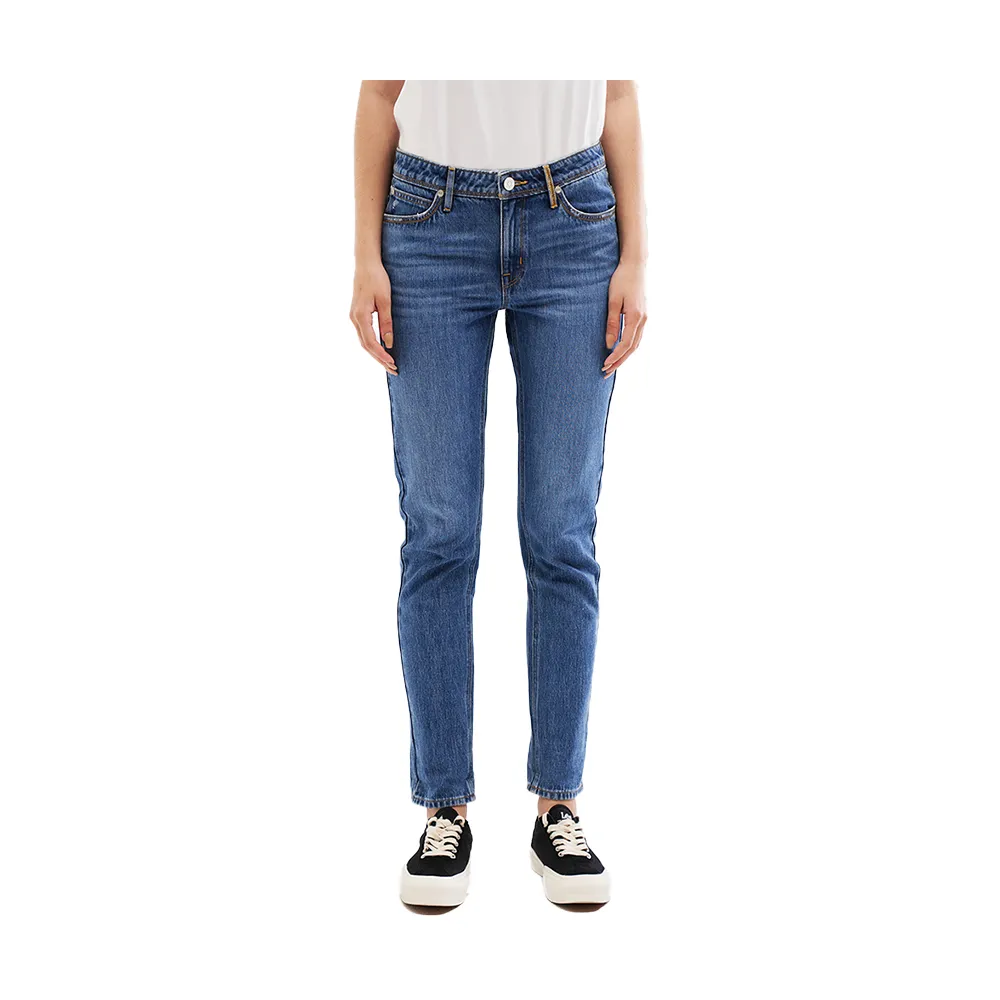 【Lee】出清品-女裝 牛仔褲 / 401 中腰標準小直筒 九分褲 中深藍洗水(LL220243303)