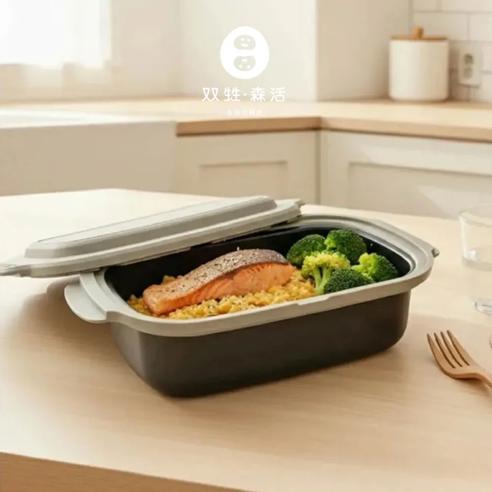 【双甡．森活】日系微波料理鍋｜長鍋組(微波神器/微波蒸煮盒/微波專用鍋/免開火懶人料理/微波便當盒)