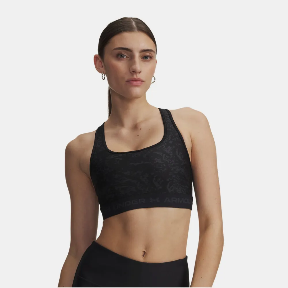 【UNDER ARMOUR】UA99精選 女 Crossback 印花中衝擊運動內衣_1361042-013(灰色)