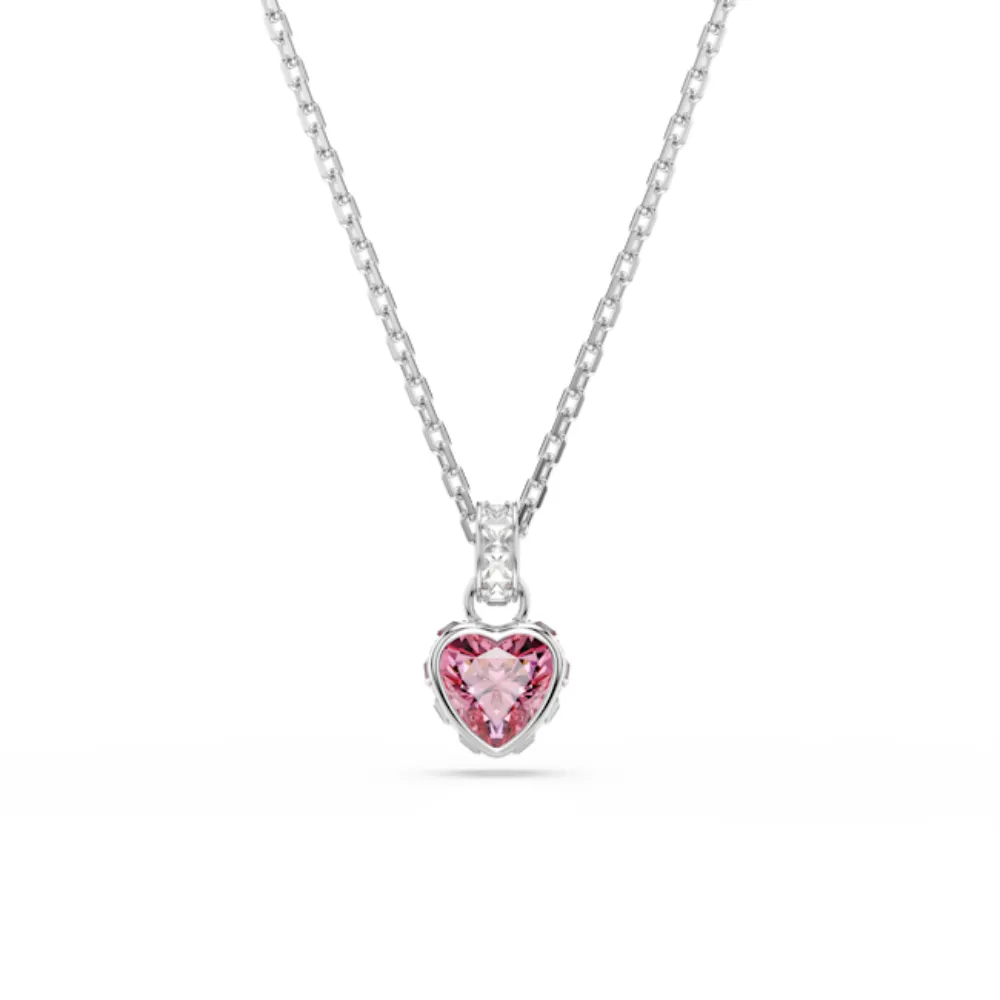 【SWAROVSKI 施華洛世奇】官方直營 Chroma 粉紅色鏈墜 粉愛鏈墜 混合式切割 鍍白金色 | 5757789