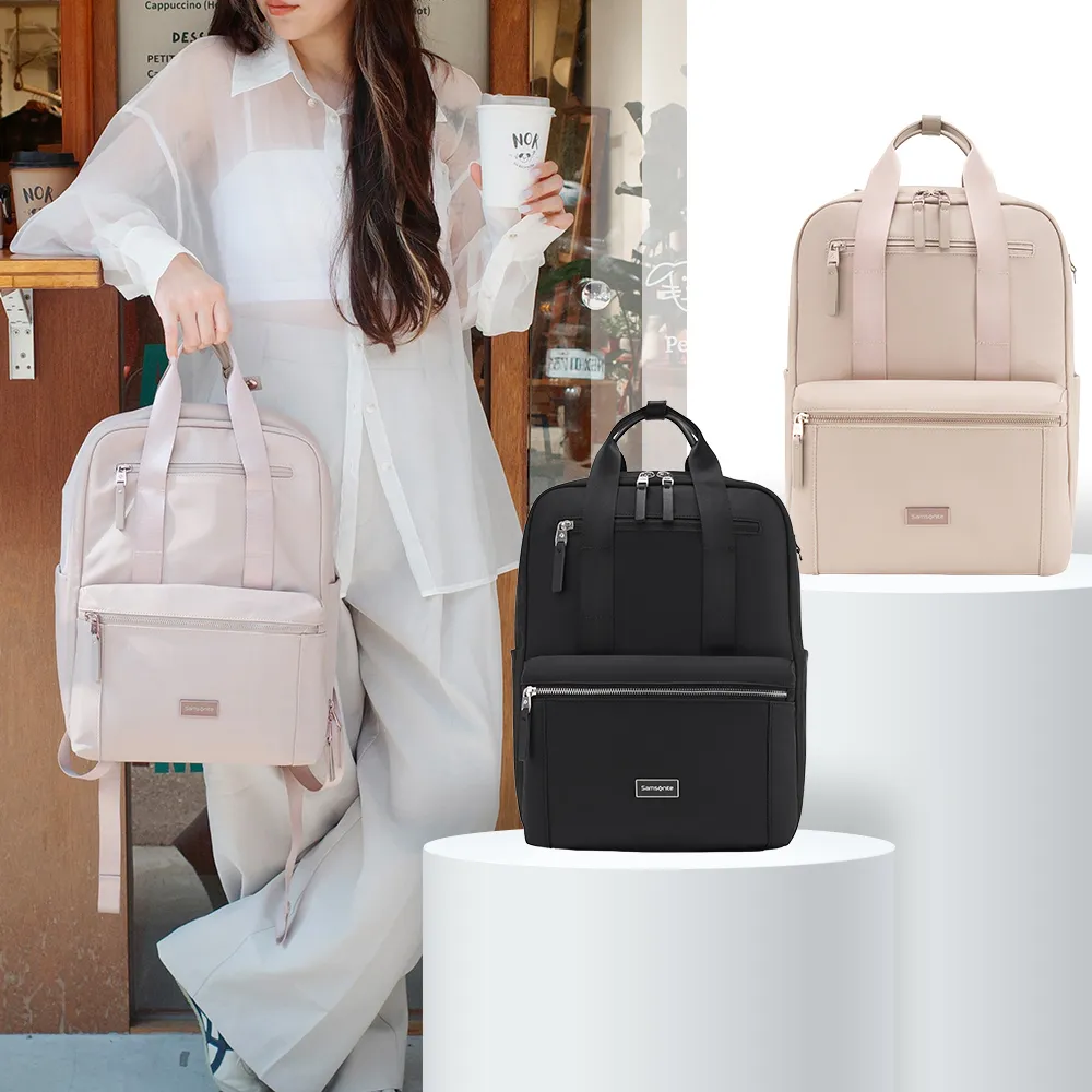 【Samsonite 新秀麗】FHLORA 時尚商務輕量多功能大容量筆電後背包/女包/雙肩包/電腦包15.6吋(多色可選)