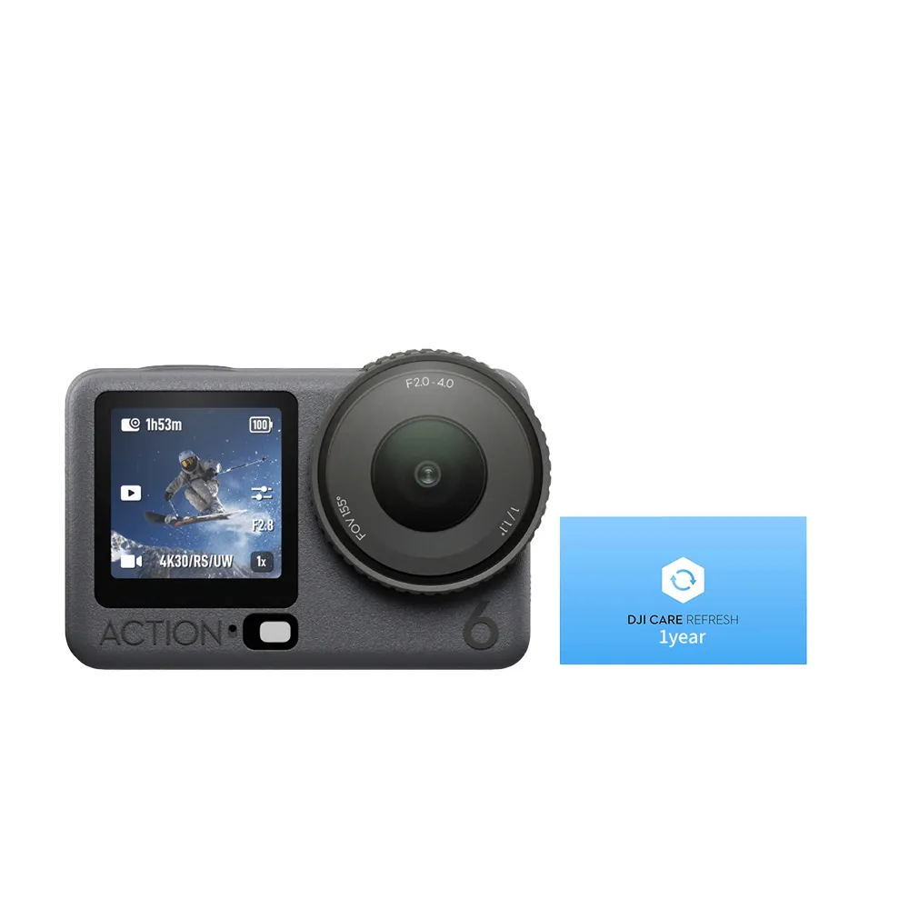 【DJI】OSMO ACTION 6暢拍套裝+1年版Care 運動相機/迷你相機｜可變光圈｜旗艦畫質超級夜拍(聯強國際貨)