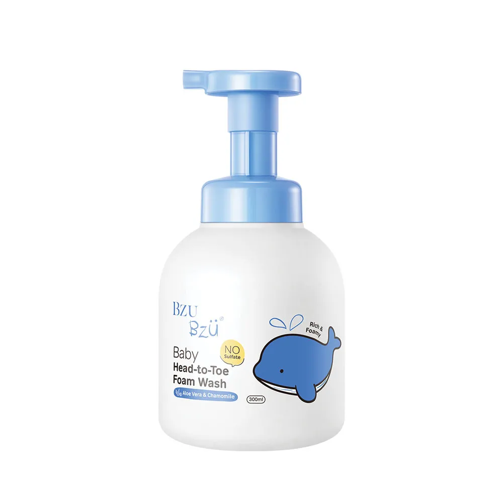 【BZU BZU】嬰兒洗髮沐浴慕斯 300ml(綿密泡泡、蘆薈與洋甘菊、易敏肌 嬰兒 洗澡洗頭洗髮沐浴乳)