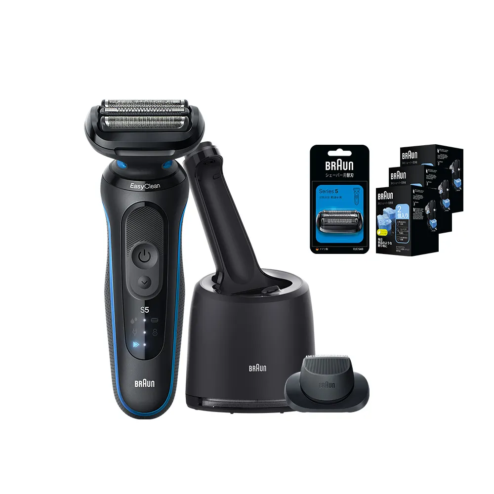 【BRAUN 百靈】超值優惠組◆5系PRO免拆快洗電動刮鬍刀/電鬍刀 52-B7200cc(附專屬刀頭+半年份清潔液)