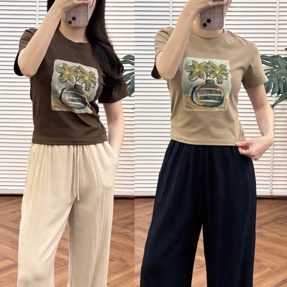 【my stere 我的時尚秘境】彈力親膚！花瓶短版修身T恤 兩色 彈性T 短版T 棉T 涼感T恤