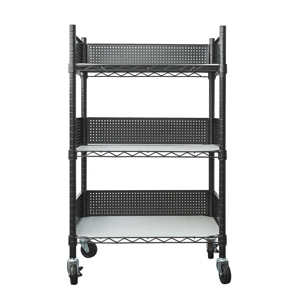 【dayneeds 日需百備】60x45x90cm 廚房置物推車 含圍籬+PP板+工業輪(推車/微波爐架/層架)