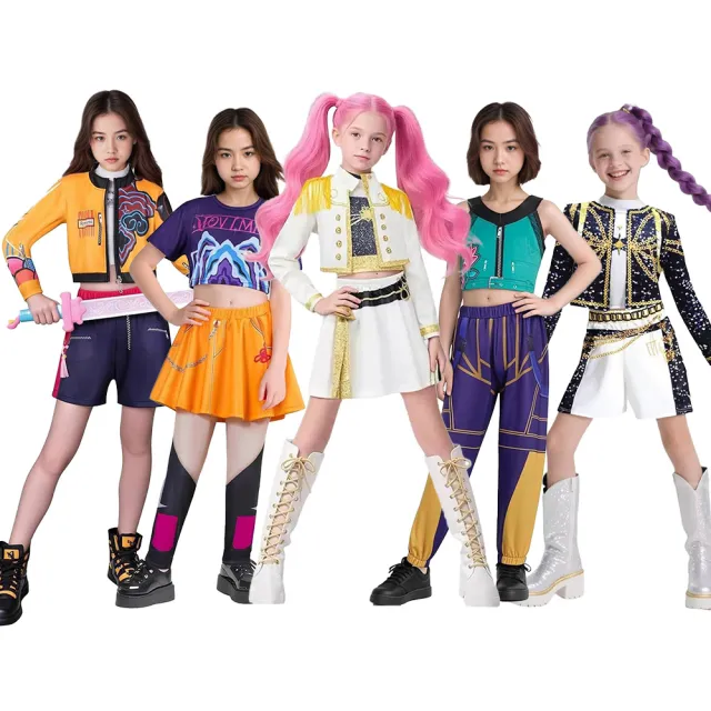 【Kori Deer 可莉鹿】萬聖節女童K-POP獵魔女團街舞造型服(魯米拉佐依打歌服/兒童變裝/幼稚園舞台表演服)