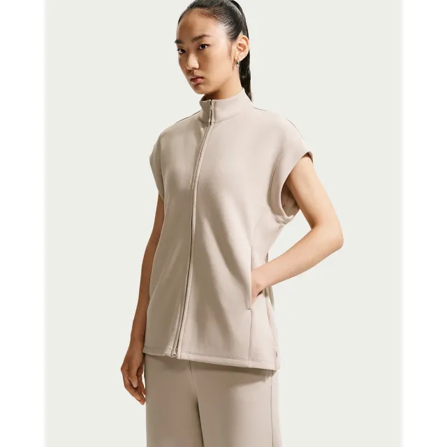 【NIKE 耐吉】休閒外套 女 AS W NK DF 24.7 IS FZ TUNIC 運動 休閒 Dri-FIT 快乾 無袖 米白 (IQ7052236)