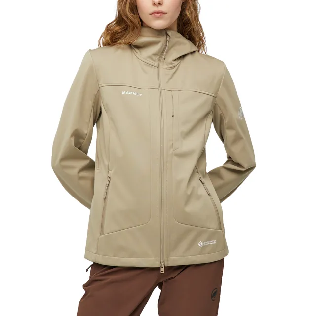 【Mammut 長毛象】Ultimate VIII SO Hooded Jacket AF W 第八代經典軟殼連帽外套 灰沙 女款 #1011-02660