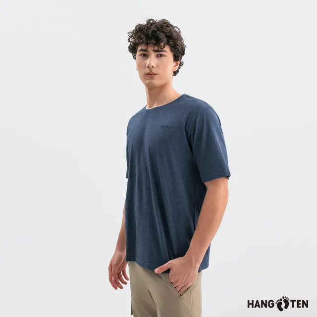 【Hang Ten】Hang Ten- 酵素水洗經典LOGO短袖T恤-男(彩藍花紗)