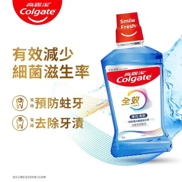 【Colgate 高露潔】全效漱口水500mlX6入(薄荷清新/亮白去漬)