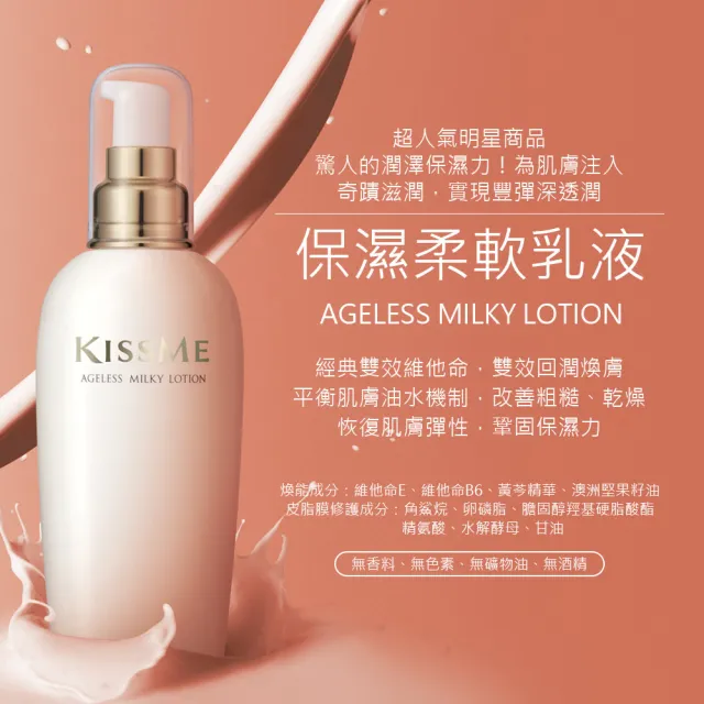 【KISSME 奇士美】煥妍金萃保濕必敗組(化粧水200ml+柔軟乳液200ml)