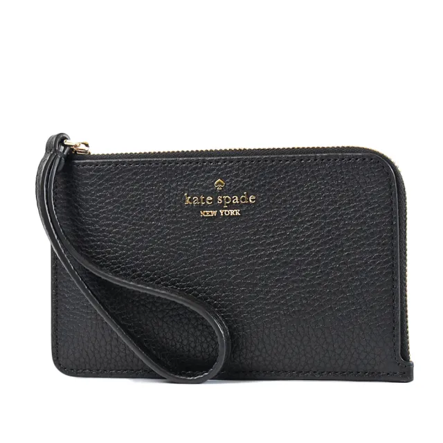 【KATE SPADE】Lucy 荔枝紋L型拉鍊手掛證件/手拿包-黑色