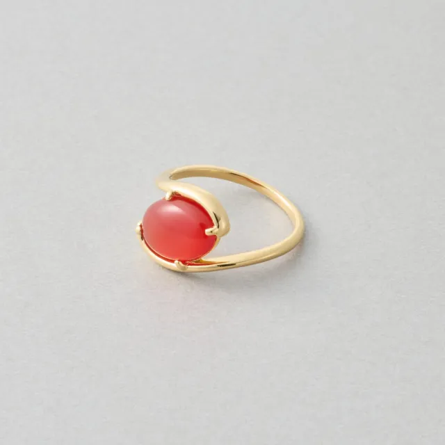 【Jouete】〔Gem〕摩登紅玉髓不對稱線條戒指(金色)