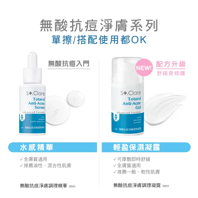 【St.Clare 聖克萊爾】無酸抗痘淨膚調理凝露50mlx2入組