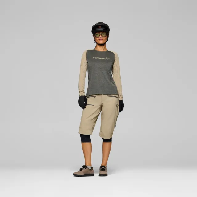 【NORRONA】fjora equaliser lightweight 長袖圓領上衣 女款 (光環紅/布列塔尼藍+水霧藍/鯨魚灰+淺駝色)