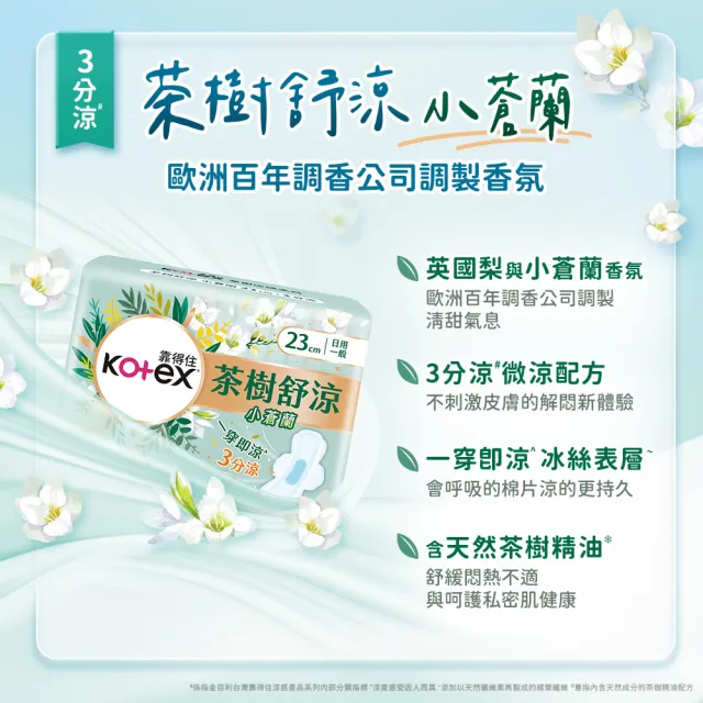 【Kotex 靠得住】茶樹沁涼JOGUMAN特別款新包裝/木質香/護墊/褲型(17.5cm-35cm/褲型M.L)2箱任選