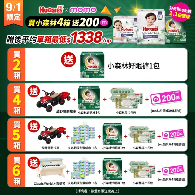【HUGGIES 好奇】小森林尿布 好動褲 M-XXXL/黏貼型 M-XL/好眠褲L-XXL(紙尿褲/尿布/箱)