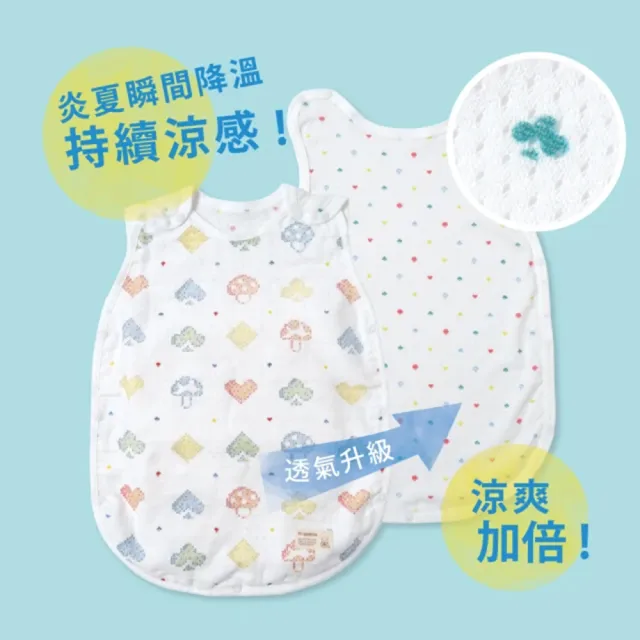 【Hoppetta】蘑菇森友會 瞬拆涼感天絲三層紗防踢背心(2-7歲 日本製涼感透氣輕盈 可拆換棉涼排汗網眼布)