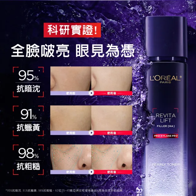 【L’OREAL Paris 巴黎萊雅】玻尿酸瞬效保濕修護晶露_2入組(啵啵精華水/液態紫熨斗/保濕)