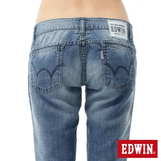 【EDWIN】女裝 COOL 雙面穿窄管直筒褲(石洗藍)