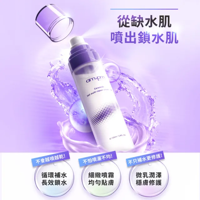【ampm 牛爾】超值CP組★神經醯胺潤色防護乳35mlx2+全效乳霜噴霧100ml+輕盈乳100ml