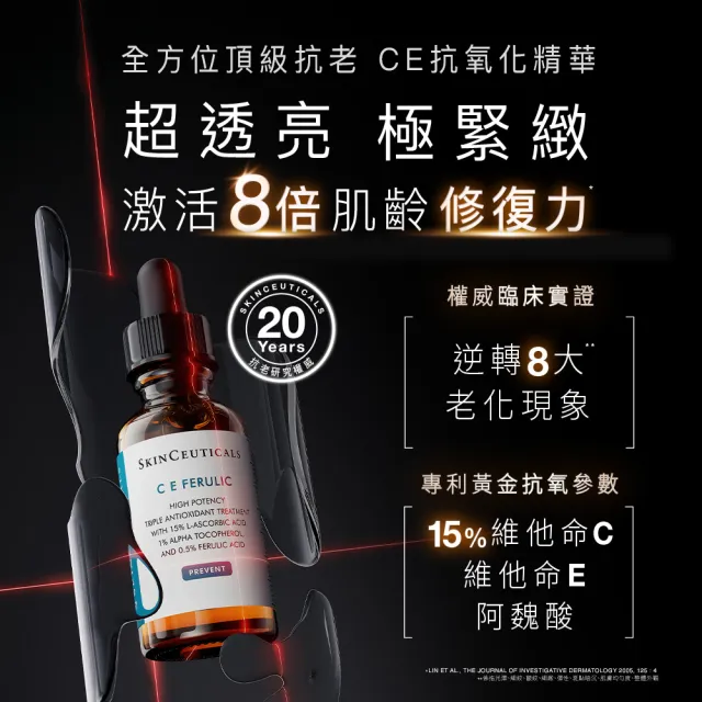 【Skin Ceuticals 修麗可】抗氧緊緻雙星★超濃度CE緊緻修護抗氧化精華+P-TIOX 超胜抗皺逆時無痕霜